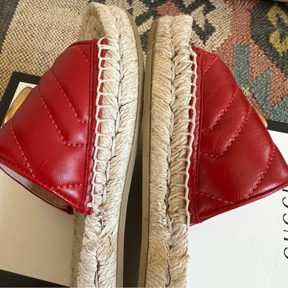 GUCCi Charlotte GG Marmont Nappa Leather Espadrilles Orig Box EU37 Worn Twice!